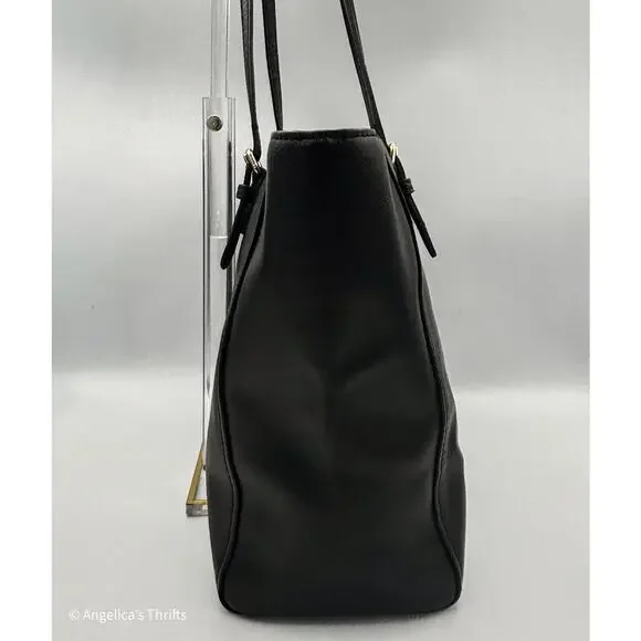 Coach Black Leather Turnlock Tote | Large Crossgrain Shoulder Bag - Picture 3 of 6